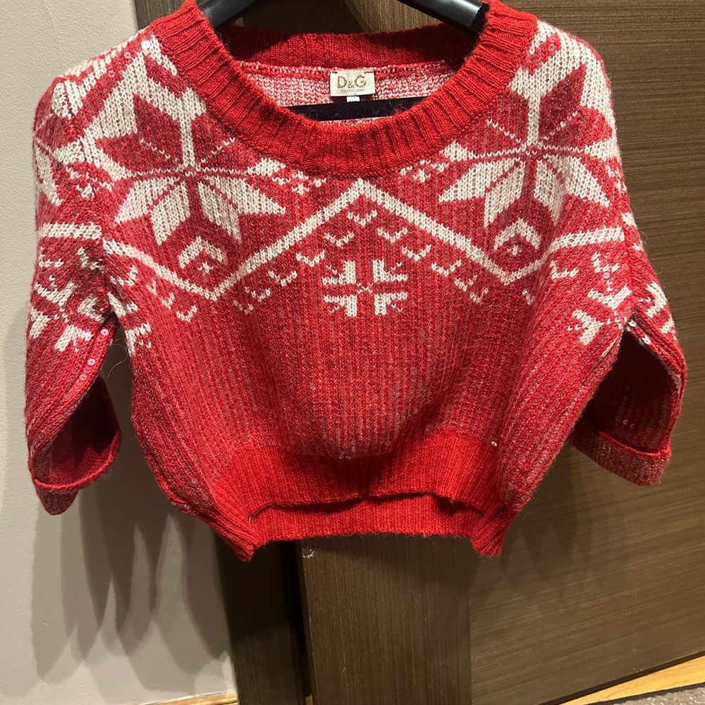 D&G vintage Red and White Women's embellished Sweater XS rare find vintage